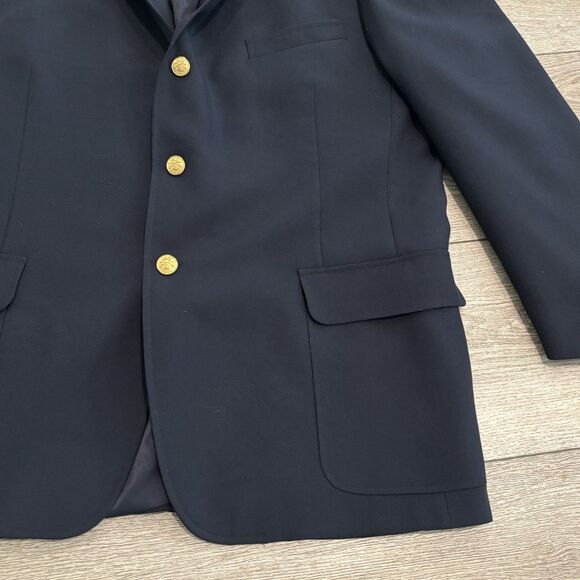 Orvis Blazer Jacket Navy Blue Men’s Size 46 Long Three Button Gold Buttons - Picture 2 of 11